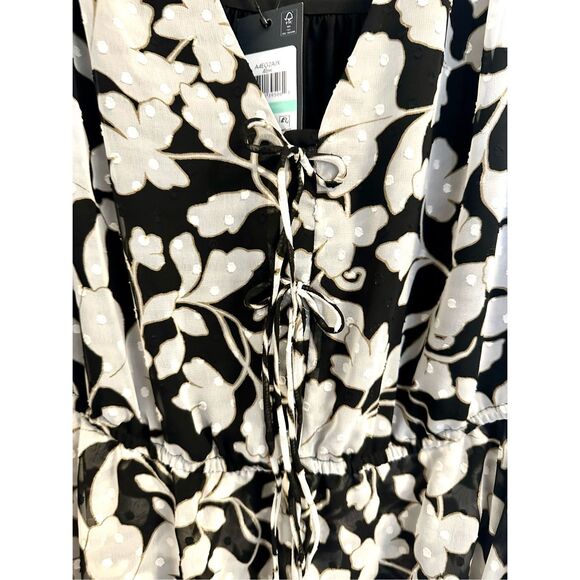 NWT Tommy Hilfiger Women's Balloon Sleeve Tie Front Floral chiffon Print Dress - Picture 10 of 11